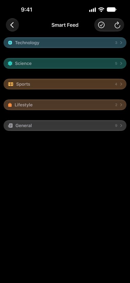 Smart Feed sorting articles into topics